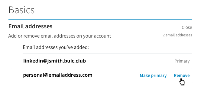 LinkedIn - Remove Email Address