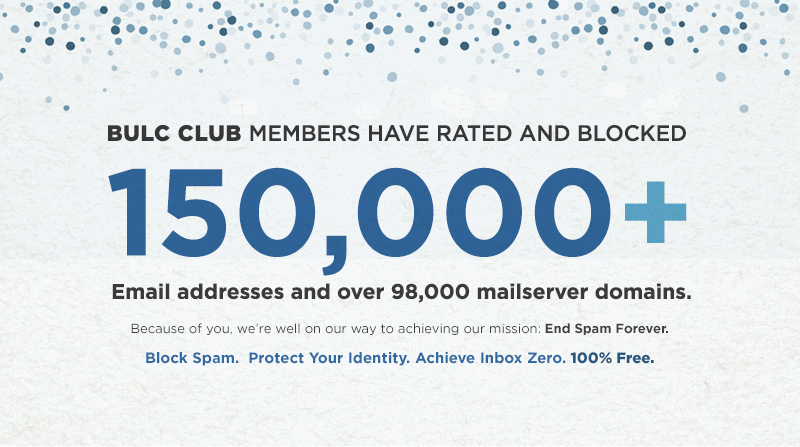 150,000+ Email Addresses Rated and Blocked